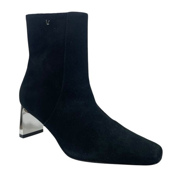 Larroude Alexis Suede Mirror Heel Ankle Boots Black Silver Size 7.5 - Picture 13 of 13